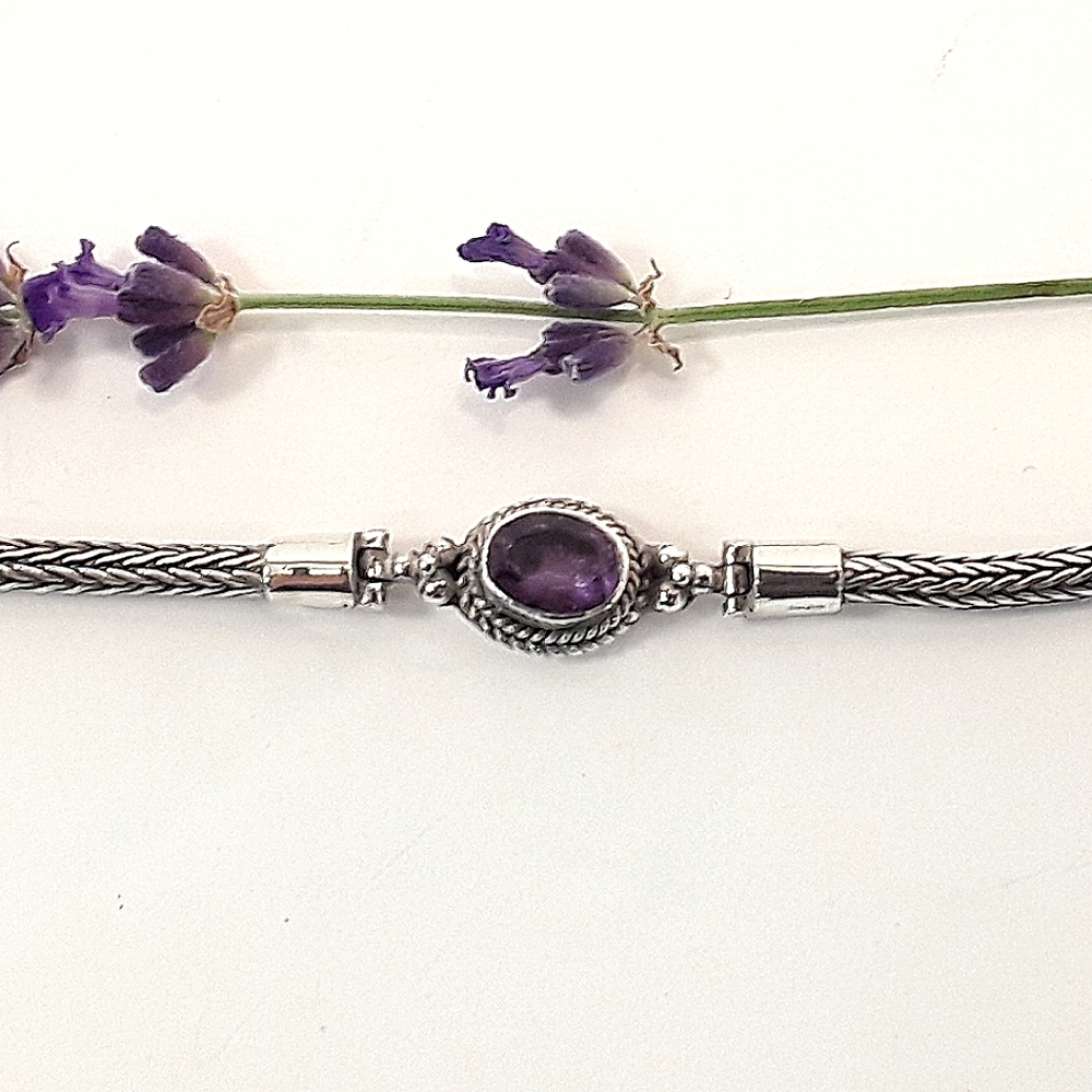 New Vtg Vera Wolf Sterling Slvr Ameythst Bracelet